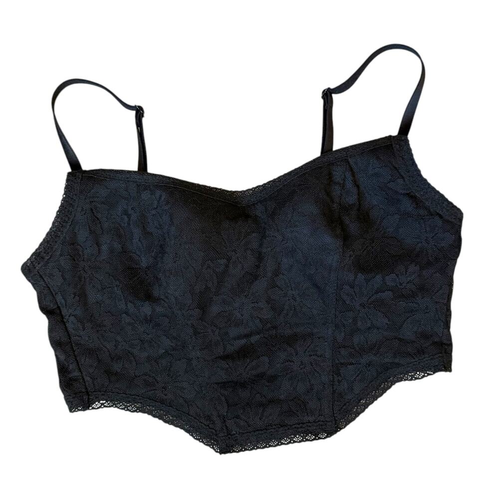 PINK Victorias Secret Bralette Small Lace Black Adjustable Cami Corset Brami